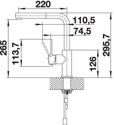 Смеситель для кухни Blanco LANORA-S ( нержавеющая сталь) 523123
