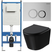 Комплект унитаза с инсталляцией Grossman Galaxy 97.4477BMSQ.01.110 с клавишей смыва