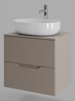 Тумба с раковиной подвесная 60 см, Orange Line Li-60TuLMDF+B05-520W латте/белый