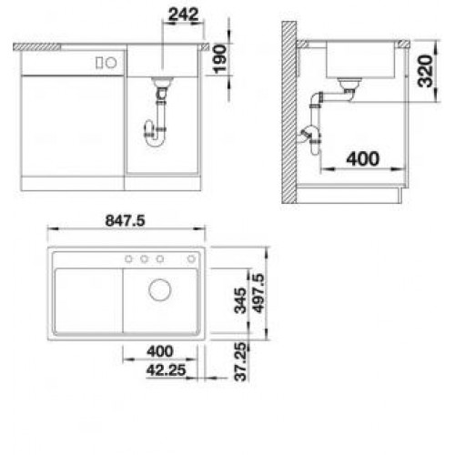 Кухонная мойка Blanco Zenar 45 S-F (чаша слева) 523824