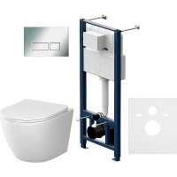 Комплект унитаза с инсталляцией Am.Pm Like Aquaspin IS47051.801900 с сиденьем микролифт, кнопка хром глянец