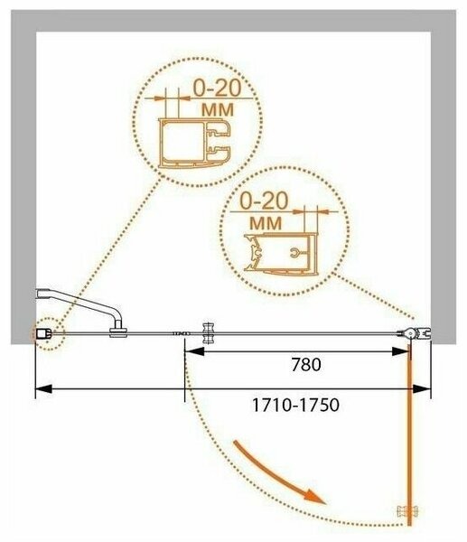 Душевая дверь (173х195) CEZARES ELENA ELENA-W-B-11-90+90-C-Cr