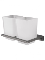 Два стакана для зубных щеток с держателем WONZON & WOGHAND ECLIPSE, темный графит WW-9128-GM