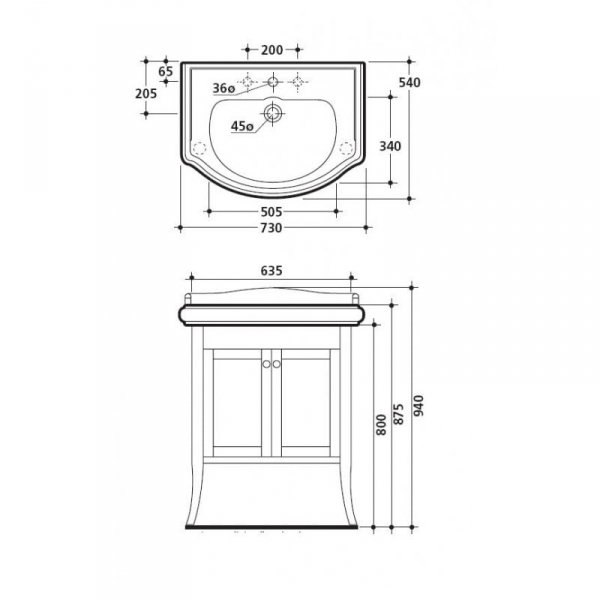 Тумба под раковину Kerasan Retro 734940 noce