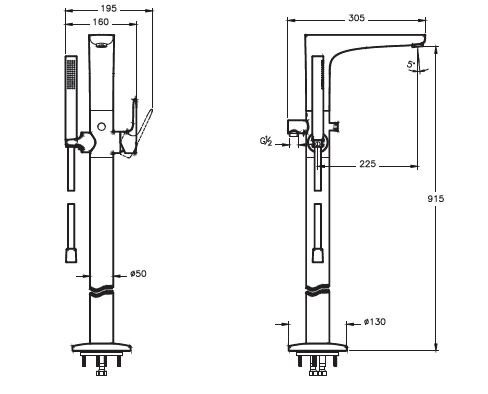 Смеситель для ванны Vitra Root Round A4274126EXP