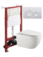 Комплект унитаза с инсталляцией безободковый Agger ATI12150+APB100 кнопка смыва хром