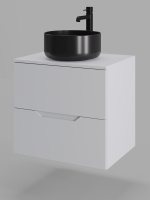 Тумба с раковиной подвесная 60 см Orange Line Li-60TuwMDF+B07-345B белый/черный