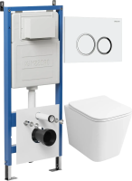 Комплект унитаза с инсталляцией Grossman Galaxy 97.4479SQ.01.000 с клавишей смыва