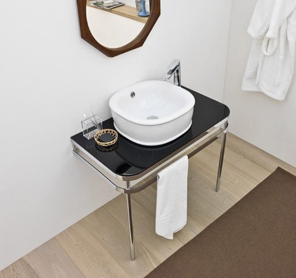 Металлическая консоль для раковины Artceram Azuley AZA003 71 03 nero/cr