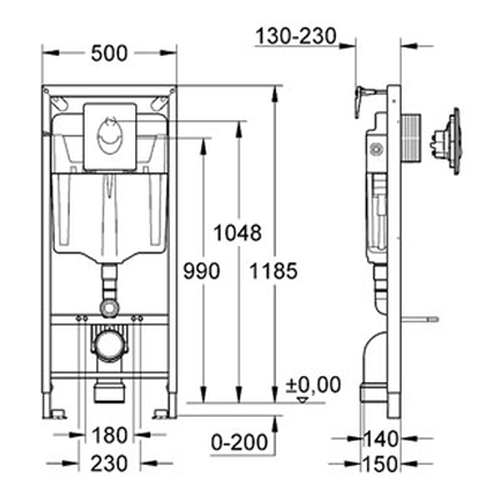 Система инсталляции для унитаза GROHE Rapid SL с панелью смыва 39108000 Система инсталляции для унитаза GROHE Rapid SL с панелью смыва 39108000