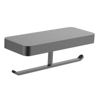 Двойной держатель для туалетной бумаги с полкой WONZON & WOGHAND LOTTE, темный графит WW-8356-BGM