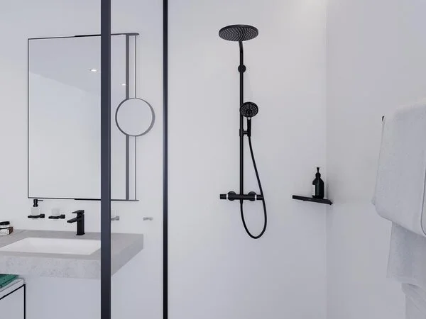 Душевая система с термостатом Hansgrohe Raindance Select S Showerpipe 240 1jet PowderRain 27633670 черный матовый 