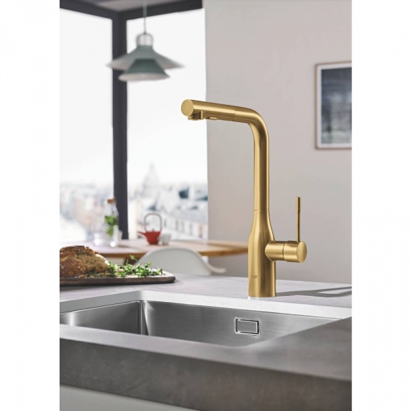 Смеситель однорычажный для кухни с выдвижным изливом Grohe Essence New 30270 GN0 (30270GN0) холодный рассвет матовый