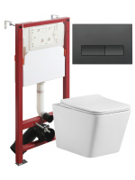 Комплект унитаза с инсталляцией безободковый  Agger ATI10150+APB244 кнопка смыва черный