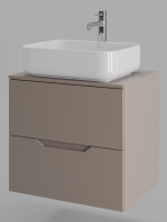 Тумба с раковиной подвесная 60 см, Orange Line Li-60TuLMDF+B05-500W латте/белый