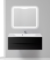 Тумба  под раковину подвесная с двумя выкатными ящиками BelBagno MARINO-1100-2C-SO-NL-P Nero Lucido