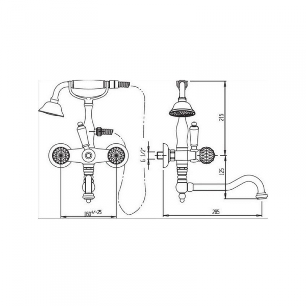 Смеситель для ванны на бортик Cezares Venezia VENEZIA-PBV2-03/24-Bi