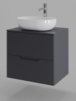 Тумба с раковиной подвесная 60 см Orange Line Li-60TugMDF+B05-480W графит/белый