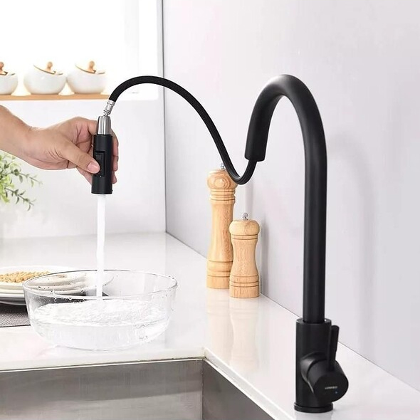 Смеситель для кухни с выдвижным изливом Hansgrohe Focus M41 31815670 черный матовый