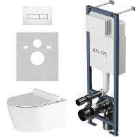 Комплект унитаза с инсталляцией Am.Pm Jupiter IS110301.DX77C1700 с сиденье микролифт, кнопка белый глянец