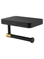 Держатель для туалетной бумаги с полкой WONZON & WOGHAND MAJESTIC, черный/золото WW-9226