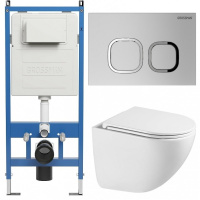Комплект унитаза с инсталляцией Grossman Cosmo 97.4455SQC.02.110 с клавишей смыва