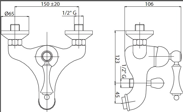 Смеситель для ванны Cezares Margot MARGOT-VM-01-Bi