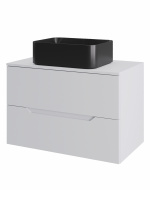 Тумба с раковиной подвесная 70 см, Orange Line Li-70TuwMDF+B02-460MB белый/черный