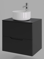 Тумба с раковиной подвесная 60 см, Orange Line Li-60TubMDF+B07-345W черный/белый