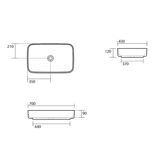 Раковина накладная (70х43) Kerasan Tribeca 460231 черный матовый