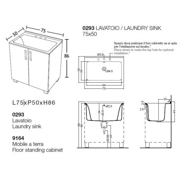Комплект для постирочной Kerasan Comunita 9164k1