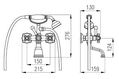 Смеситель для ванны Rav Slezak Morava Retro MK559.5/2