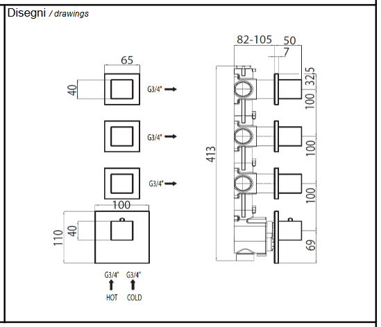 Термостат на 3-6 потребителя HighFlow Bossini Outlets Z032205.073 черный матовый