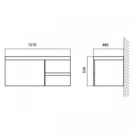 Тумба подвесная BelBagno Prospero PROSPERO-1200-3C-SO-BL-LEFT