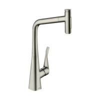 Смеситель для кухни с выдвижным изливом Hansgrohe Metris Select M71 2jet 73816800 нержавеющая сталь