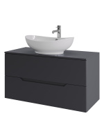 Тумба с раковиной подвесная 100 см, Orange Line Li-100TugMDF+B08-585W графит/белый