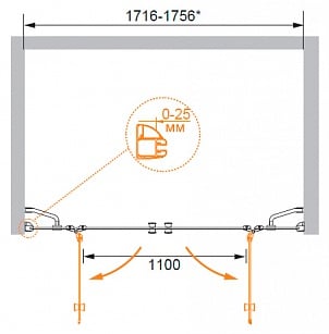 Дверь в нишу Cezares VERONA-W-B-22-180-P-Cr