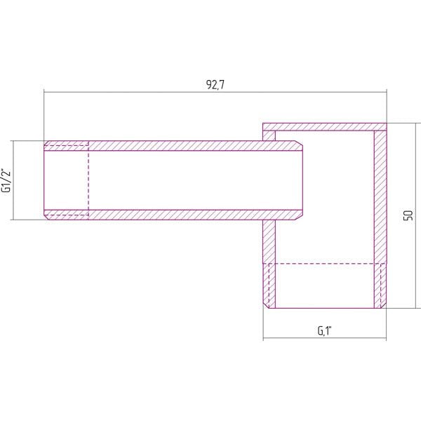Уголок переходной Сунержа G 1" нар. р. / G 1/2" нар. р. L- 60 мм 00-1506-0112