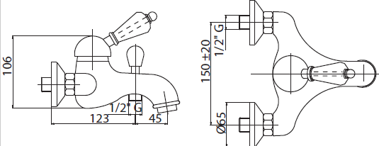 Смеситель для ванны Cezares ELITE ELITE-VM-02-Bi