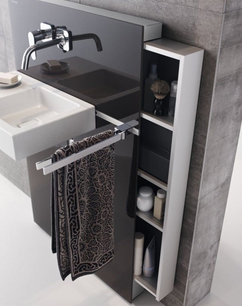 Cантехнический модуль Geberit Monolith для подвесного умывальника, стекло чёрное 131.041.SJ.1