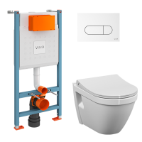 Подвесной безободковый унитаз с сиденьем микролифт и инсталяцией Vitra S50 9003B003-7203