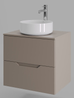 Тумба с раковиной подвесная 60 см, Orange Line Li-60TuLMDF+B09-360W латте/белый