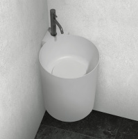 Раковина подвесная Abber Stein AS2625, белая, матовая, угловая, искусственный мрамор