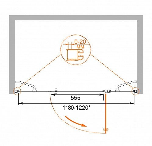 Душевая дверь в нишу Cezares ELENA-B-13-30+60/50-P-Cr-L