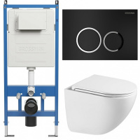 Комплект унитаза с инсталляцией Grossman Galaxy 97.4455SQC.01.210 с клавишей смыва