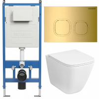 Комплект унитаза с инсталляцией Grossman Cosmo 97.4479SQ.02.300 с клавишей смыва