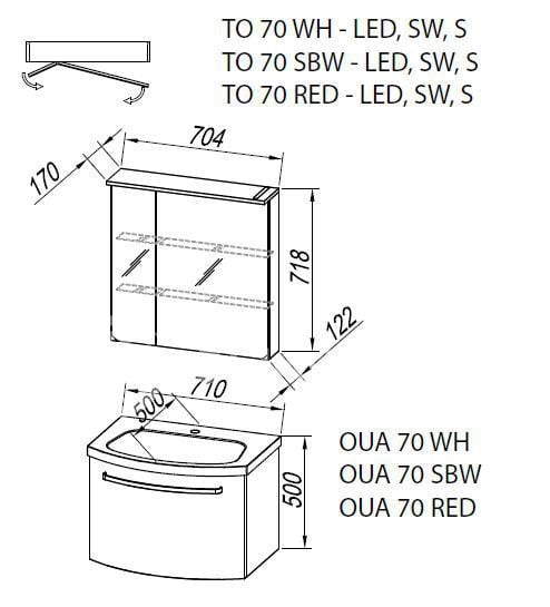 Тумба с раковиной Kolpa-san Adele OUA 70 WH, RED