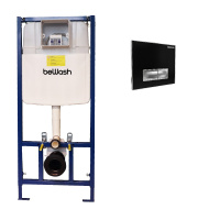 Комплект Инсталляция beWash для подвесного унитаза BW74 с кнопкой смыва Vago P05BC, Черное стекло/Хром  K500RZVP0500SYC00000