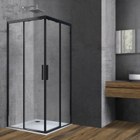 Душевой уголок Vincea  Soft VSS-3SO100CLB (100х100) черный, стекло прозрачное