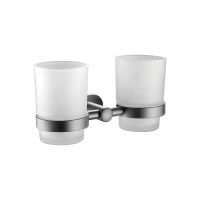 Стакан для ванной комнаты двойной Belz  B90508, вороненая сталь